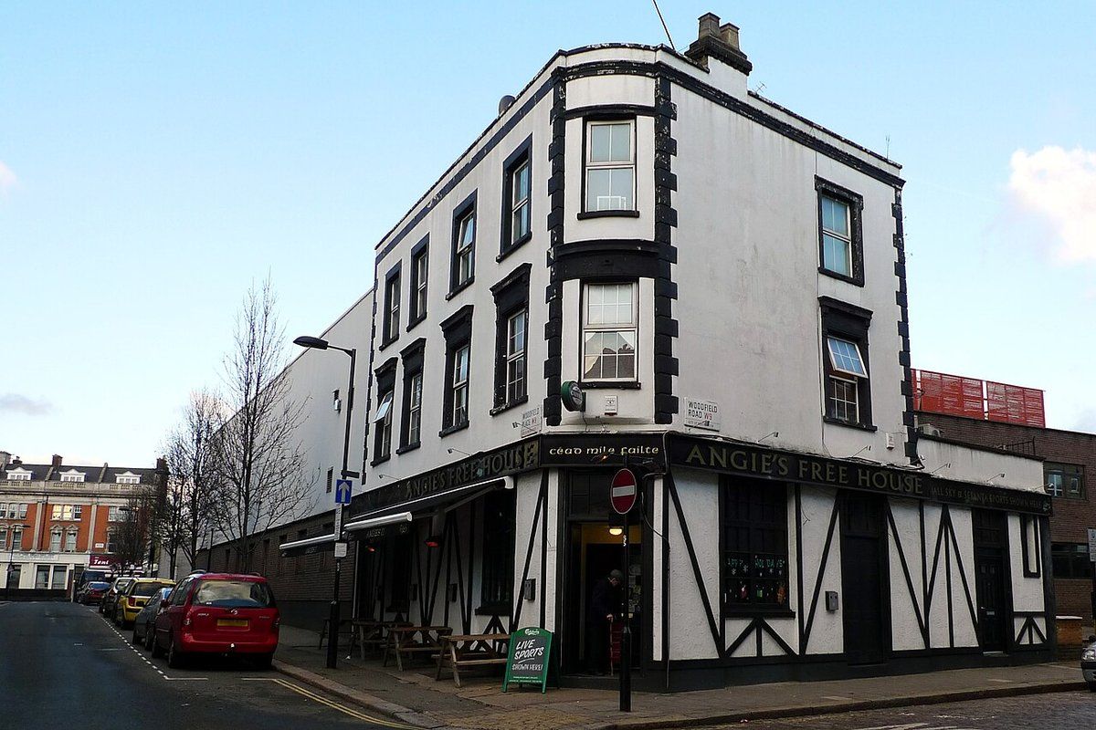Angie's Freehouse, a small, traditional Brewer's Tudor-style Irish backstreet pub