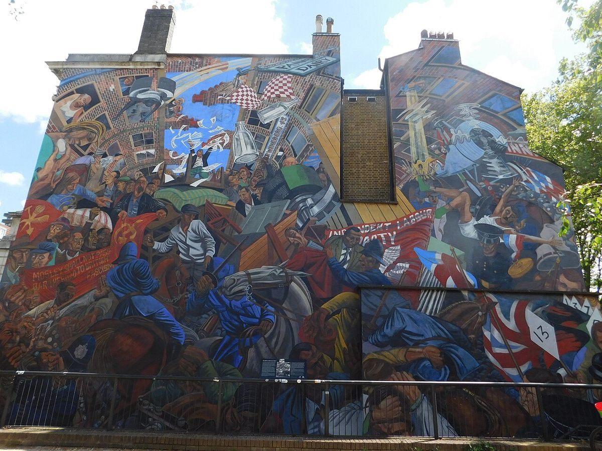 Cable Street Mural, a vast community mural on the side wall of the former St George's Town Hall