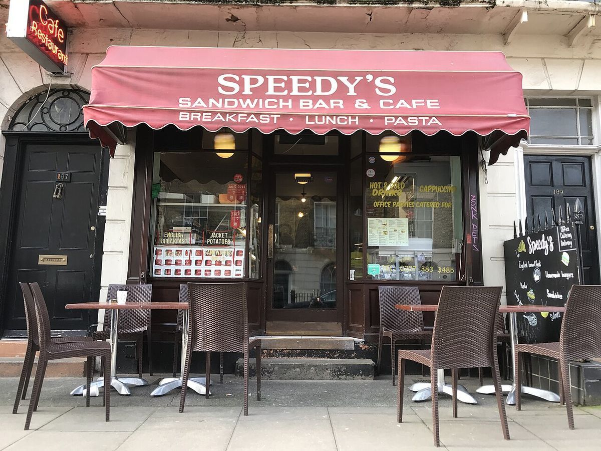 Speedy's Sandwich Bar & Cafe, a real, working cafe on North Gower Street