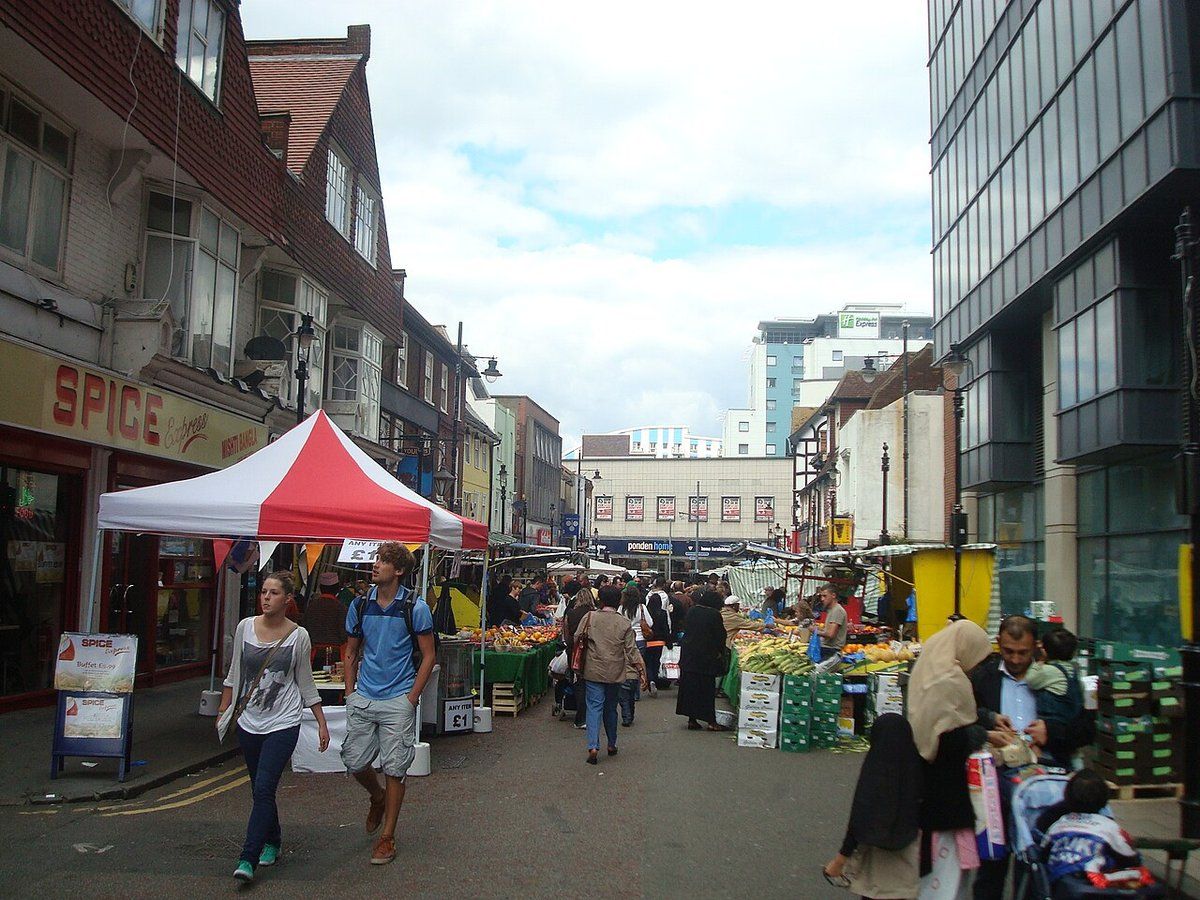 Surrey Street Market, Croydon's medieval street market, trading six days a week along Surrey Street with stalls