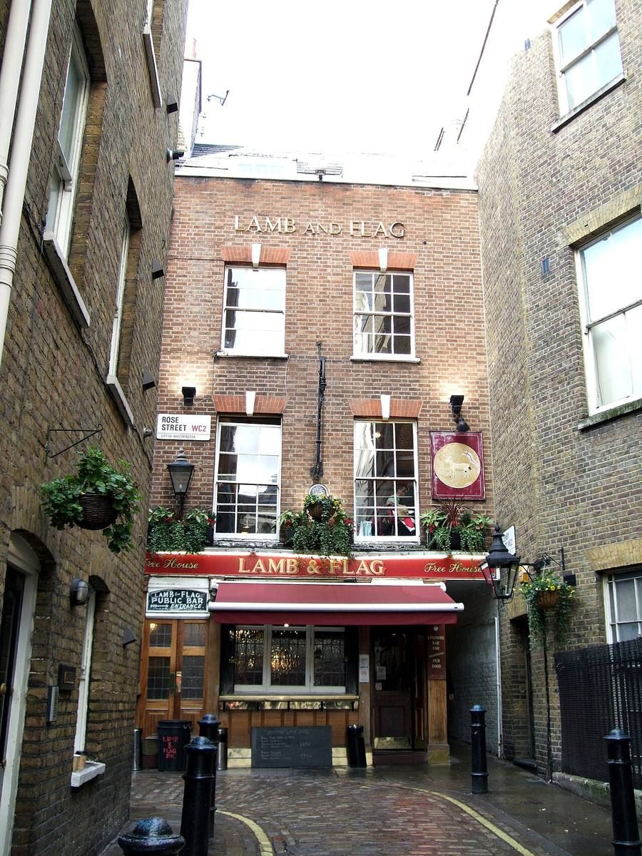The Lamb & Flag, a snug pub tucked down an alley off Garrick Street, one of the oldest drinking spots in Covent Garden