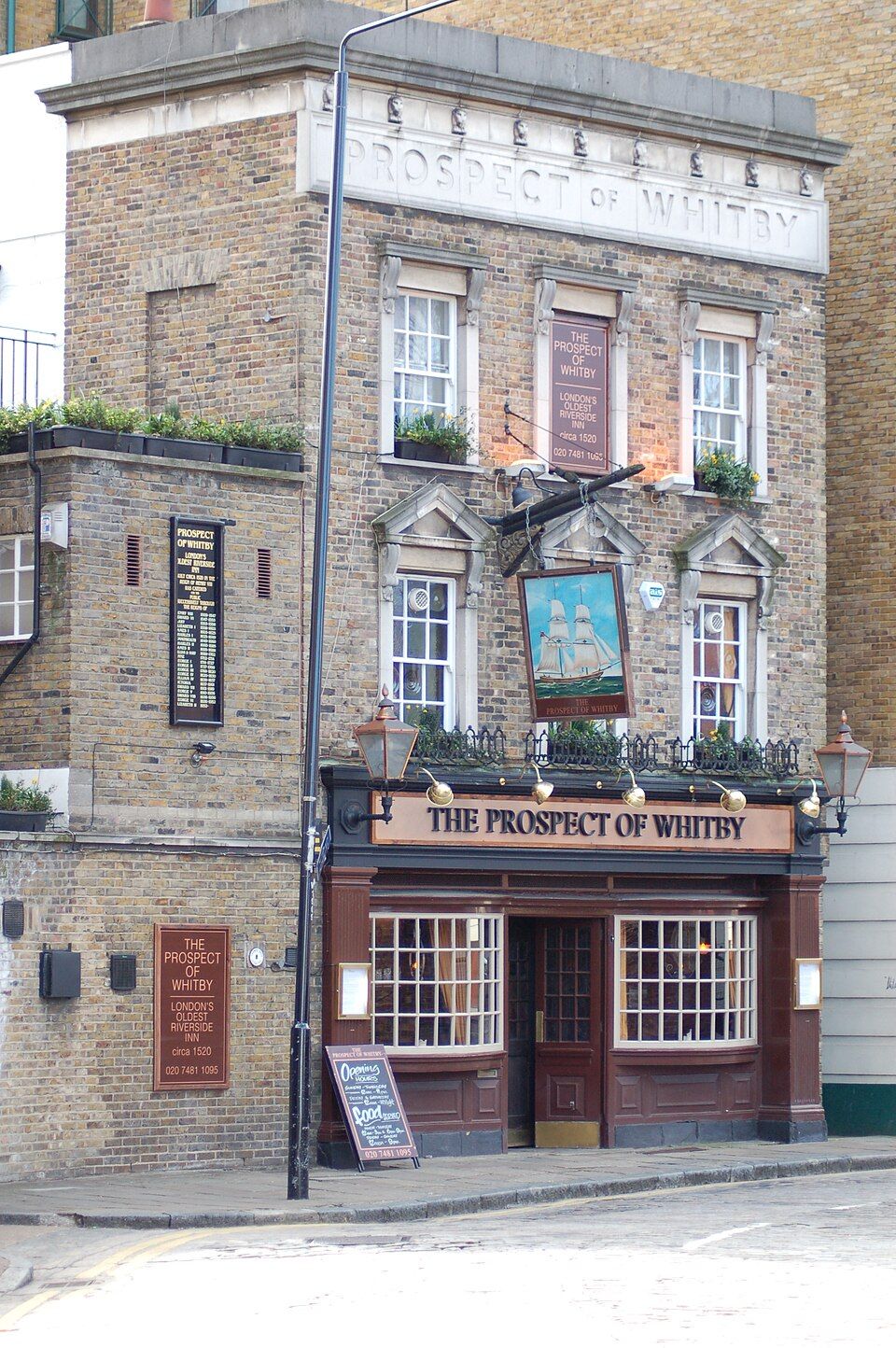 The Prospect of Whitby, a riverside pub dating to around 1520, one of London's oldest