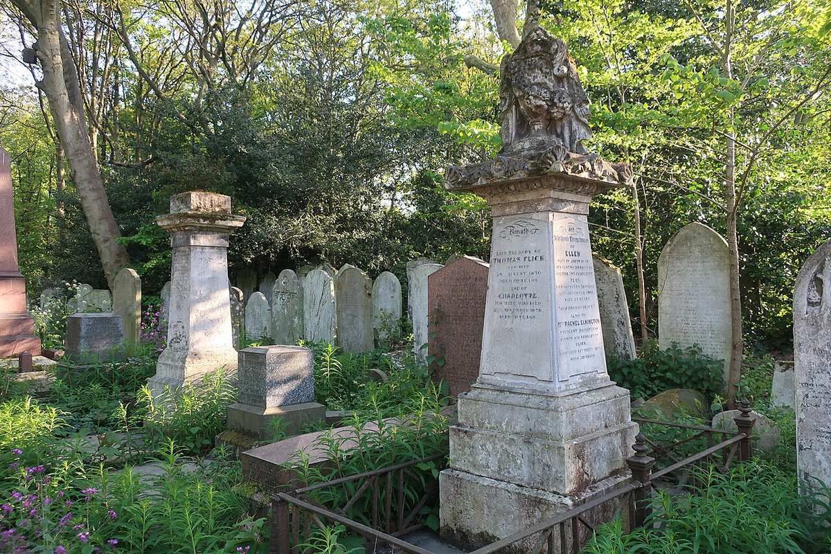 Tower Hamlets Cemetery Park, a 19th-century burial ground that has reverted to woodland