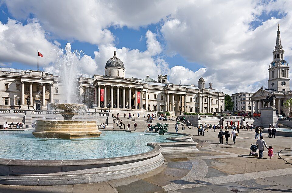 Trafalgar Square, a public square commemorating the Battle of Trafalgar